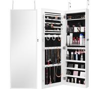 SucceBuy Armoire à bijoux avec miroir pour montage mural, 108 cm, blanc