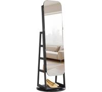 SucceBuy Armoire à bijoux pivotante à 360° (1,6 m de haut) avec miroir intégral, espace de rangement, organiseur verrouillable, poches pour accessoires et compartiments de rangement pour les bijoux
