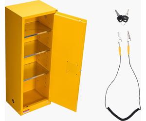 SucceBuy Armoire anti-incendie pour matériaux inflammables (87,06 L) avec étagère réglable, fabriquée en acier laminé à froid et galvanisé, armoire de sécurité jaune pour substances dangereuses