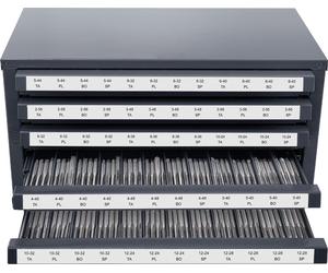 SucceBuy Armoire de rangement pour robinets, organisateur à cinq tiroirs pour robinets en acier n° 2-56-12-28, rangement empilable avec 60 compartiments et étiquettes