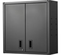 SucceBuy Armoire suspendue pour atelier, 762x310x762 mm, armoire en acier avec portes verrouillables et étagère réglable, montage mural convient pour garage, cave, cuisine ou entrepôt, noir