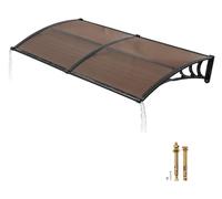 SucceBuy, auvent pour porte d'entrée, 965 x 1987 mm, design incurvé avec système de drainage et support en ABS, protection contre la pluie, la neige et le soleil, toiture en polycarbonate pour véranda