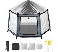 SucceBuy Baby Parc pour bébé 150x150x106 cm, parc pour jeunes enfants avec baldaquin, aire de jeux portable avec protection solaire SPF 50+ et sac de voyage, pliable et léger pour la maison, le parc o