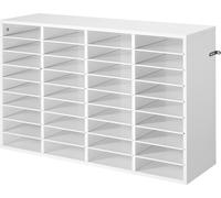 SucceBuy Bac à courrier avec 36 compartiments et étagères amovibles, bac à documents en bois pour le bureau, la maison ou la salle de classe, organiseur pour dossiers, documents et papiers, blanc