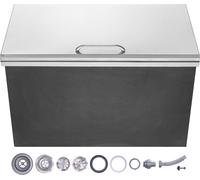 SucceBuy Bac à glace à encastrer, 61 x 50 x 38 cm (L x l x h), seau à glace en acier inoxydable avec couvercle rabattable, capacité de 83 qt, avec tuyau d'évacuation et bouchon de vidange, parfait pou