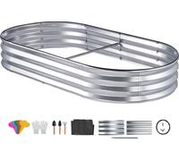 SucceBuy Bac surélevé en métal galvanisé, 181,6 x 92,5 x 27,9 cm, bac à plantes à fond ouvert pour fleurs, légumes, herbes aromatiques dans la cour/le jardin/la terrasse/le balcon, argenté