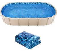 SucceBuy bâche de piscine ovale 18x33ft style Unibead 52in hauteur de paroi