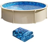 SucceBuy Bâche de piscine ronde, 2,44 m, chevauchement, bâche en vinyle, paroi de 137 cm