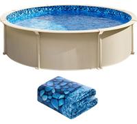 SucceBuy bâche de piscine ronde, 5,5 m, style chevauchement, adaptée à une hauteur de paroi de 137,2 cm