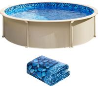 SucceBuy bâche de piscine, ronde, 6,44 m, style Unibead, hauteur de paroi 132 cm