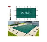 SucceBuy Couverture de sécurité pour piscine, adaptée aux piscines rectangulaires encastrées de 5,5 x 11,9 m, couverture rigide en filet avec trous de drainage, couverture de sécurité d'hiver pour pis