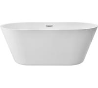 SucceBuy Baignoire autoportante en acrylique, design moderne, 150 x 75 x 58 cm, capacité 230 L, ovale avec trop-plein et évacuation en nickel brossé, idéale pour les bains relaxants, les bains glacés 
