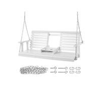SucceBuy Balançoire de Porche en Bois 400kg Blanc - Siège 139,7x48,3x58,4cm
