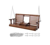 SucceBuy Balançoire de Porche en Bois 400kg Marron - Siège 139,7x48,3x58,4cm