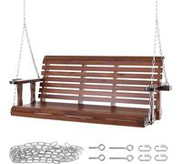 SucceBuy Balançoire de véranda en bois de 1,6 m, balançoire de banc de jardin de terrasse, capacité de charge améliorée de 400 kg, banc de balançoire robuste avec chaînes suspendues pour l'extérieur,