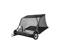 SucceBuy Balayeuse à gazon, largeur de travail 122 cm, balayeuse de feuilles pour tondeuse autoportée, avec bac de ramassage 566 L, réglable en hauteur, balayeuse pour tracteurs de pelouse et entretie