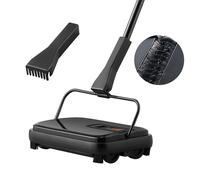 SucceBuy Balayeuse manuelle pour tapis 7,87 pouces Traies de balayage Capacité de poubelle de 300 ml avec peigne pour tapis de maison Surfaces en bois dur Planches en bois Black