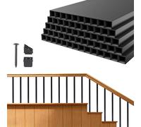 SucceBuy Balustres, lot de 125, 19 x 19 x 661 mm, barreaux d'escalier en alliage d'aluminium, balustres avec connecteurs et vis, balustres pour terrasses, vérandas et rampes d'escalier, noir