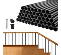 SucceBuy Balustres, lot de 125, φ19 x 914 mm, barreaux d'escalier en aluminium, balustres creux et ronds, barres de balustrade pour terrasses, vérandas et rampes d'escalier, noir