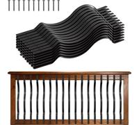 SucceBuy Balustres, lot de 61, 25,4 x 70 x 820 mm, barreaux d'escalier en acier galvanisé, balustres avec vis, design ondulé pour terrasses, vérandas et rampes d'escalier, noir