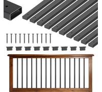 SucceBuy Balustres, lot de 61 pièces, 75 cm, barreaux creux en acier galvanisé, barreaux rectangulaires avec trous pré-percés, embouts et vis, adaptés aux terrasses, vérandas et escaliers