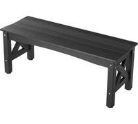 SucceBuy Banc de jardin 113 cm, banc résistant aux intempéries avec coussins de pieds réglables et construction stable, banc en plastique pour terrasse, jardin, parc ou véranda, noir
