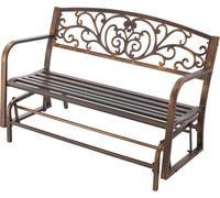 SucceBuy Banc de jardin 127 cm avec capacité de charge de 250 kg, banc de terrasse en acier carbone robuste, banc de balcon avec accoudoirs, banc de véranda pour jardin, parc, cour et terrasse, design