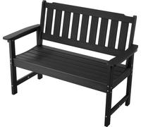 SucceBuy Banc de jardin 128 cm, design robuste avec une capacité de charge de 363 kg pour 2-3 personnes, cadre en plastique résistant aux intempéries avec dossier et larges accoudoirs, idéal pour le j