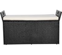 SucceBuy Banc de jardin avec espace de rangement, coffre de siège en rotin PE, banc avec coussins et poignées latérales, supporte jusqu'à 360 kg, siège polyvalent et décoration pour terrasse, jardin o