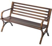 SucceBuy Banc de jardin Bancs de 127 cm 250 kg de capacité de charge, banc de terrasse avec motif de lattes & accoudoirs arrondis, banc de balcon avec cadre métallique stable pour parc, cour et terras