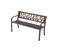 SucceBuy Banc de jardin 127 cm avec cadre métallique en acier au carbone, banc de balcon avec motif floral en PVC et accoudoirs arrondis, capacité de charge jusqu'à 250 kg, bronze antique