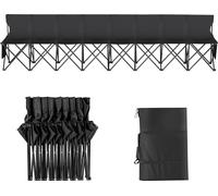 SucceBuy Banc pliable portable 8 places, banc latéral d'extérieur avec dossier et sac de transport, assise immédiate sans montage pour le sport et le camping, noir