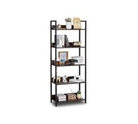 SucceBuy Bibliothèque en Métal 60x30x154cm Etagère à 5 Niveaux Capacité 13,61kg Par Couche