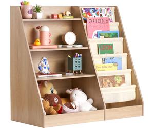SucceBuy Bibliothèque pour enfants à 4 étages en bois, design en écharpe de portage à six couches, étagère de rangement pour livres et jouets de bébé, armoire d'organisation pour chambre d'enfant comm