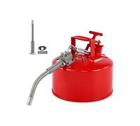 SucceBuy Bidon de sécurité Type II - 9,5L - Acier - Rouge - Avec tuyau métallique et pare-flammes