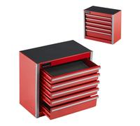 SucceBuy Boîte à outils en métal à 5 tiroirs de 8,6 pouces, petite coffre à outils portable rouge/noir avec coussinets de pieds en PP pour le rangement des outils d'atelier de garage Balck
