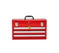 SucceBuy Caisse à outils en métal, 52,1 cm, portable, avec 3 tiroirs, intérieur en EVA, verrouillage et revêtement par poudre, pour outils et accessoires, rouge