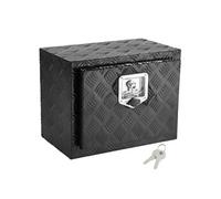 SucceBuy Boîte à outils sous le plancher du camion, 18" x 12" x 14" Boîte à outils en aluminium haute performance avec plaque en diamant, serrure et clé, rangement de remorque étanche avec verrouillag