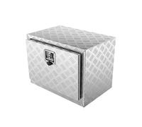 SucceBuy Boîte sous le plancher du camion, 61 x 35,6 x 40,6 cm, rangement d'outils en aluminium robuste à plaques de diamant, boîte de remorque étanche avec serrure, verrouillage par poignée en T pour