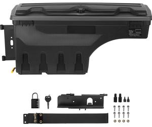 SucceBuy Boîte de rangement pour la zone de chargement, couvercle verrouillable, boîte à outils de roue en ABS étanche 6,6 Gal/20 L avec cadenas à mot de passe, compatible avec Tundra 2007-2021, côté 
