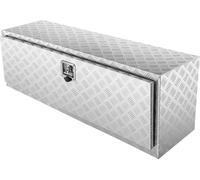 SucceBuy Boîte sous le plancher du camion, 121,9 x 43,2 x 45,7 cm, rangement robuste en aluminium et en plaques de diamant, boîte à outils étanche avec serrure, verrouillage par poignée en T pour cami