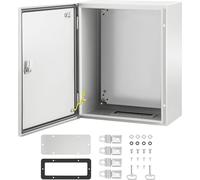 SucceBuy Boîtier en acier NEMA 4X, 20x16x10 pouces, étanche IP66, boîtier deextérieur/intérieur, matériau acier, couleur grise, avec plaque de montage