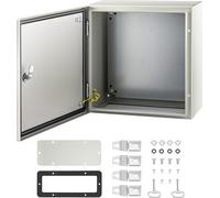 SucceBuy Boîtier en acier NEMA 4X, 40,6 x 40,6 x 20,3 cm, étanche IP66, coffret électrique pour usage extérieur/intérieur, en acier, noir, 120 V, haute performance, plaque de montage incluse