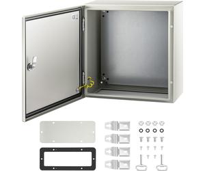 SucceBuy Boîtier en acier NEMA 4X, 40,6 x 40,6 x 20,3 cm, étanche IP66, coffret électrique pour usage extérieur/intérieur, en acier, noir, 120 V, haute performance, plaque de montage incluse