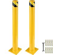 SucceBuy Borne de sécurité, 42 pouces de haut, tube en acier jaune de 5,5 pouces de diamètre, borne de sécurité routière avec 8 boulons d'ancrage pour les zones sensibles