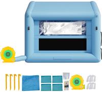 SucceBuy Cabine de peinture gonflable 3 x 2,5 x 2,5 m, tente avec soufflerie 550 W, système de filtration d'air et fenêtre transparente, toit triangulaire, toile Oxford 210D, couleur bleue