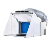SucceBuy Cabine de pulvérisation d'aérographe Kit de cabine de pulvérisation de peinture d'aérographe portable à double ventilateur avec lumières LED et tuyau d'extension d'échappement 42cm