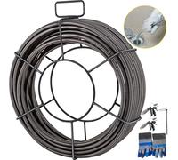 SucceBuy Câble de nettoyage de tuyaux, 23 m x 0,95 cm, noyau solide, foret pour canalisations, nettoyeur de bouchons de tuyaux, 4 têtes de coupe pour un nettoyage efficace des tuyaux
