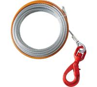 SucceBuy Câble de treuil en acier galvanisé, 3/8 pouce x 30,5 m, résistance à la rupture de 15 200 lbs, câble métallique avec crochet à émerillon, câble de remorquage haute performance pour SUV, 4x4,