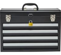SucceBuy Caisse à outils en métal - 52,1 cm, portable, avec 4 tiroirs, intérieur EVA, glissière à roulement à billes, verrouillage, revêtement par poudre, organisateur d'outils multifonctionnel